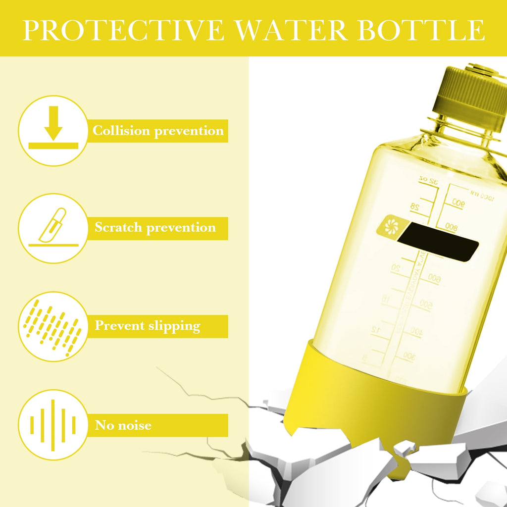 Linkidea 2 Pack Water Bottle Boot Compatible with Nalgene Sustain Wide Mouth 32oz/48oz, Narrow Mouth 32oz, Silicone Anti-Slip Bottle Bottom Bumper Protector (Yellow) - Pick 348