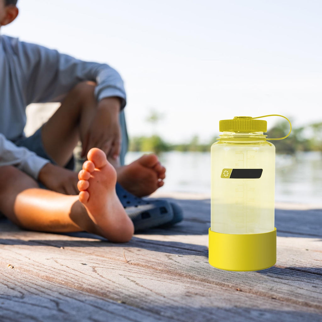Linkidea 2 Pack Water Bottle Boot Compatible with Nalgene Sustain Wide Mouth 32oz/48oz, Narrow Mouth 32oz, Silicone Anti-Slip Bottle Bottom Bumper Protector (Yellow) - Pick 348