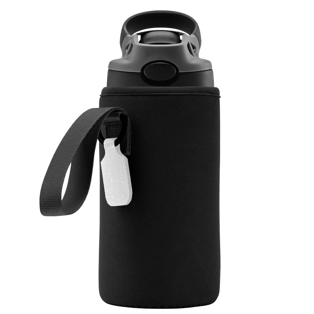 Linkidea Water Bottle Sleeve Compatible with Contigo Aubrey Tritan 14oz, Steel 13oz Kids Bottle, Waterbottle Holder Bag with Name Tag, Black - Pick 302