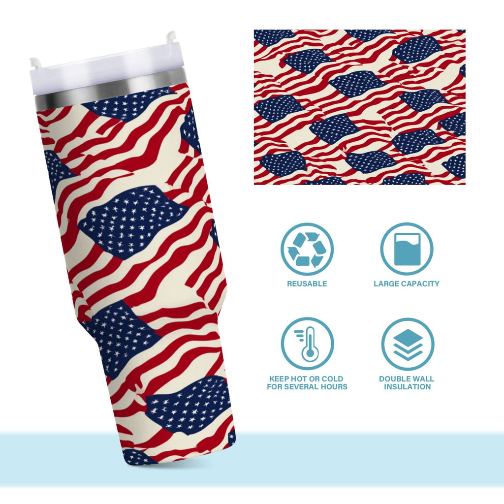 40 oz Insulated Stainless Steel Tumbler Double Wall Stainless Steel Tumbler with 2-Way Drinking Flags Abstract Design - Pick 867