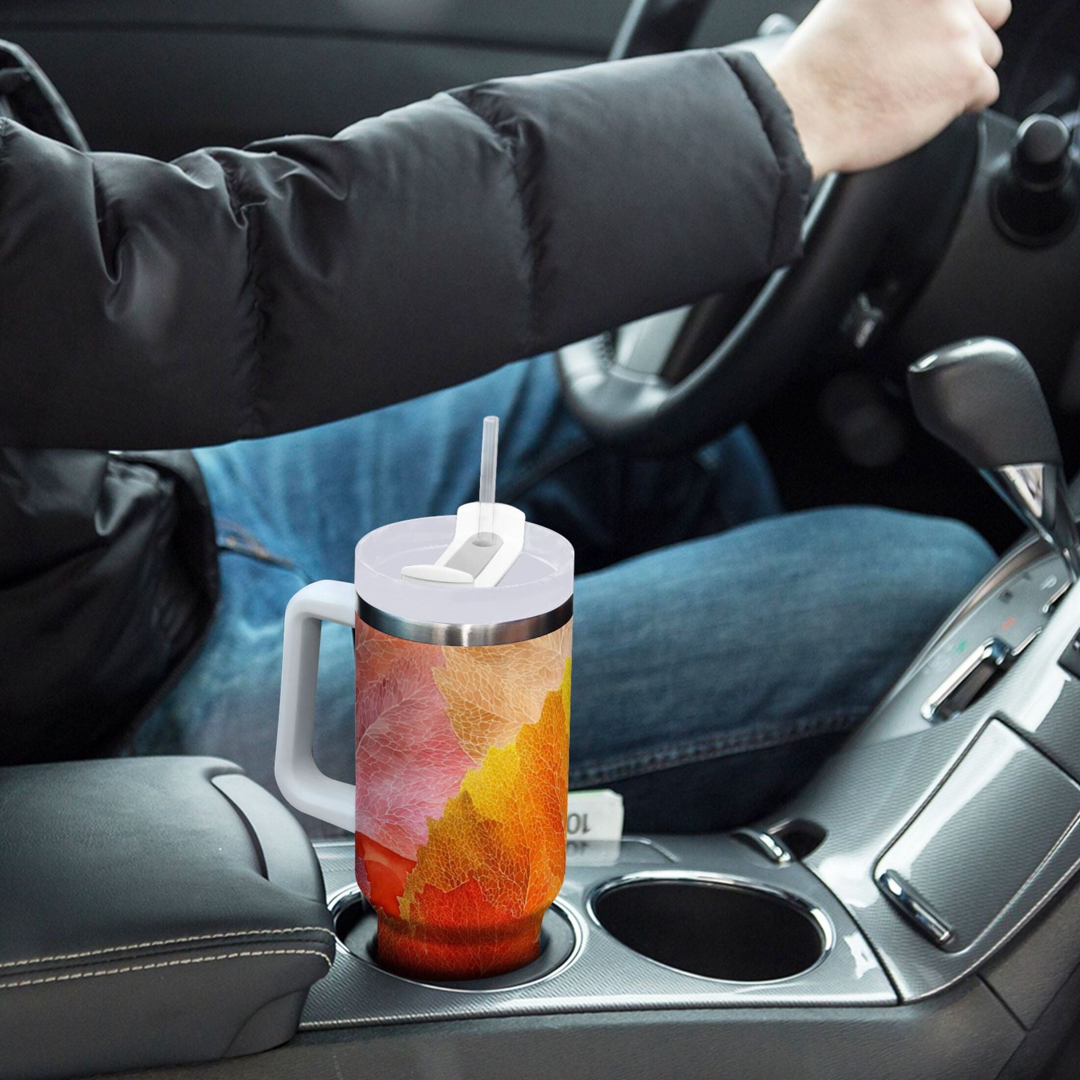 30 oz Insulated Stainless Steel Tumbler Double Wall Stainless Steel Tumbler with 2-Way Drinking Various Shades Autumn Leaves - Pick 277