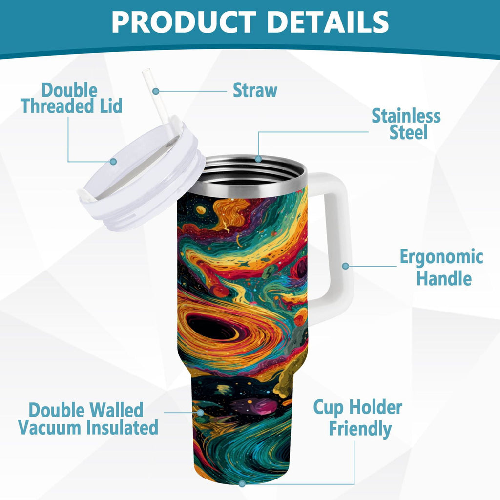 40 oz Insulated Stainless Steel Tumbler Double Wall Stainless Steel Tumbler with 2-Way Drinking Swirling Galaxy - Pick 259