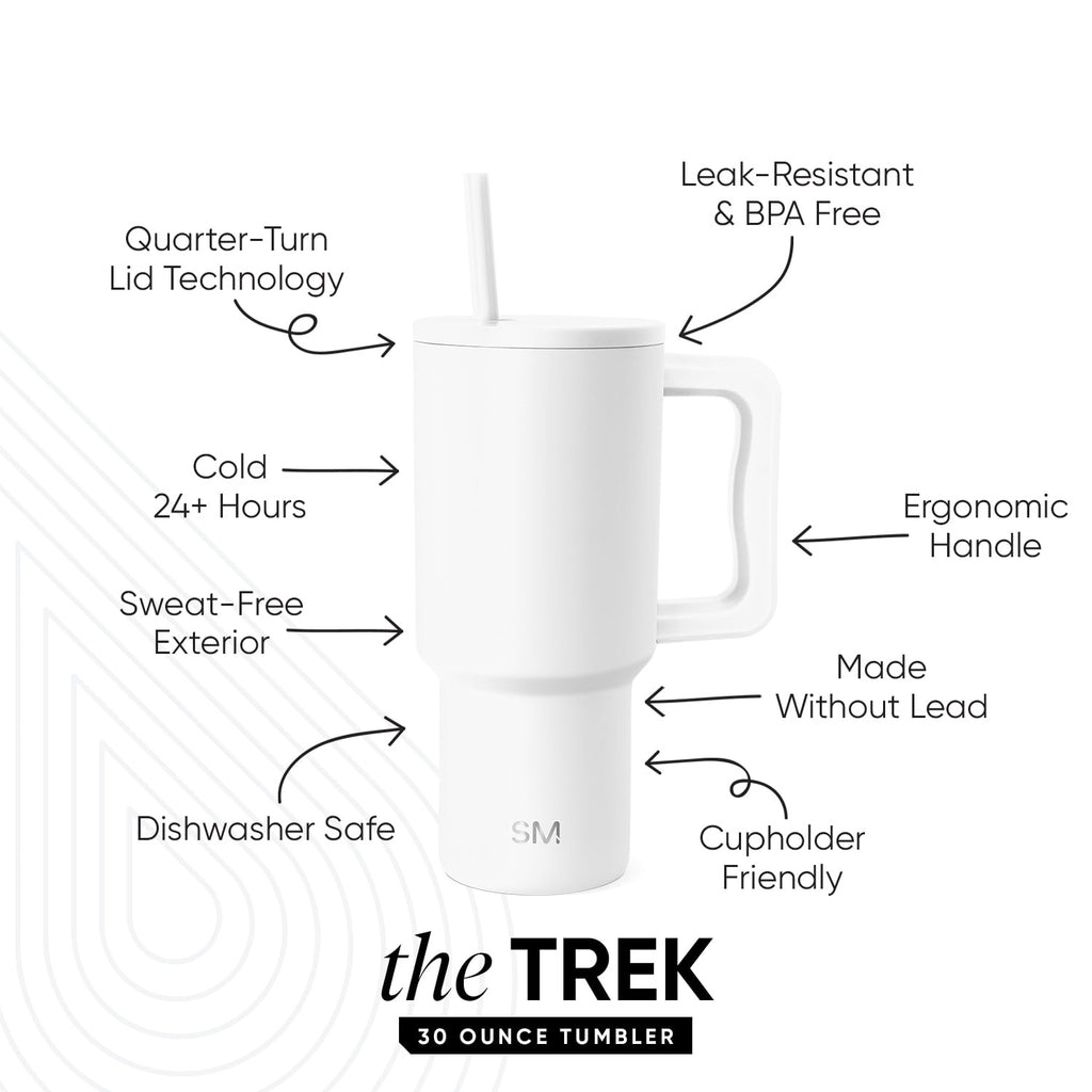 Simple Modern 30 fl oz Insulated Stainless Steel Trek Tumbler with Straw Lid | Seaglass Sage and Cream Checkmate - Pick 125