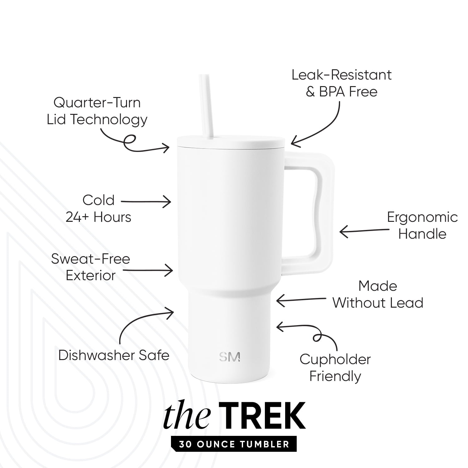 Simple Modern 30 fl oz Insulated Stainless Steel Trek Tumbler with Straw Lid | Seaglass Sage and Cream Checkmate - Pick 125