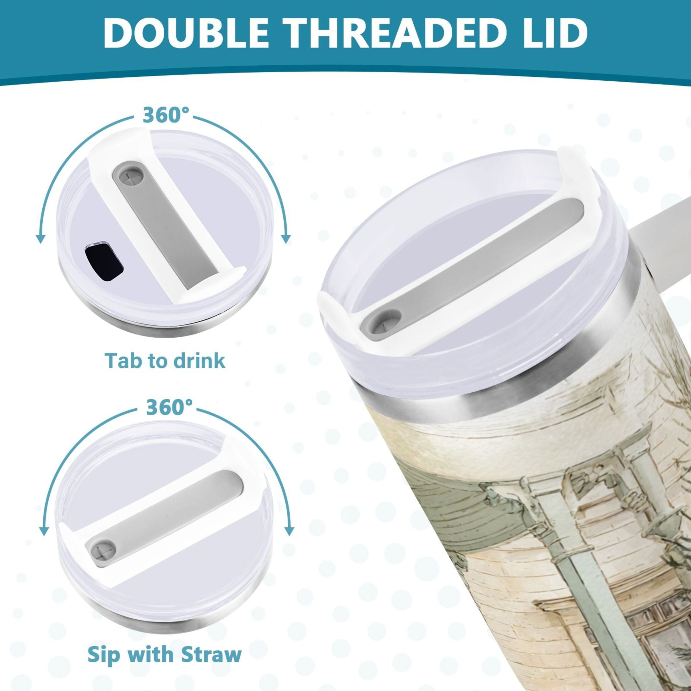 30 oz Insulated Stainless Steel Tumbler Double Wall Stainless Steel Tumbler with 2-Way Drinking Charming Christmas Doorway - Pick 484