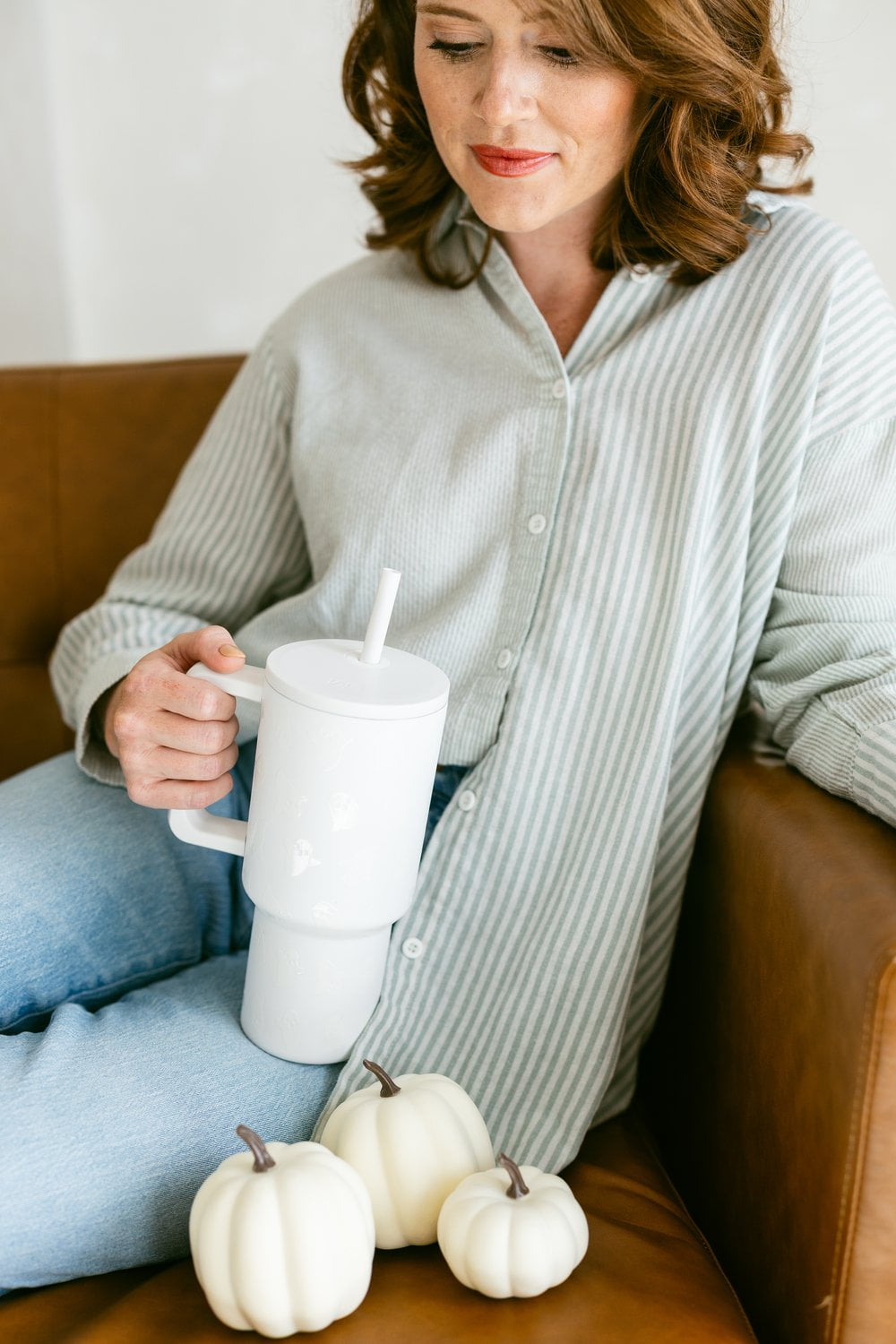 Simple Modern 30 fl oz Insulated Stainless Steel Trek Tumbler with Straw Lid | Seaglass Sage and Cream Checkmate - Pick 125