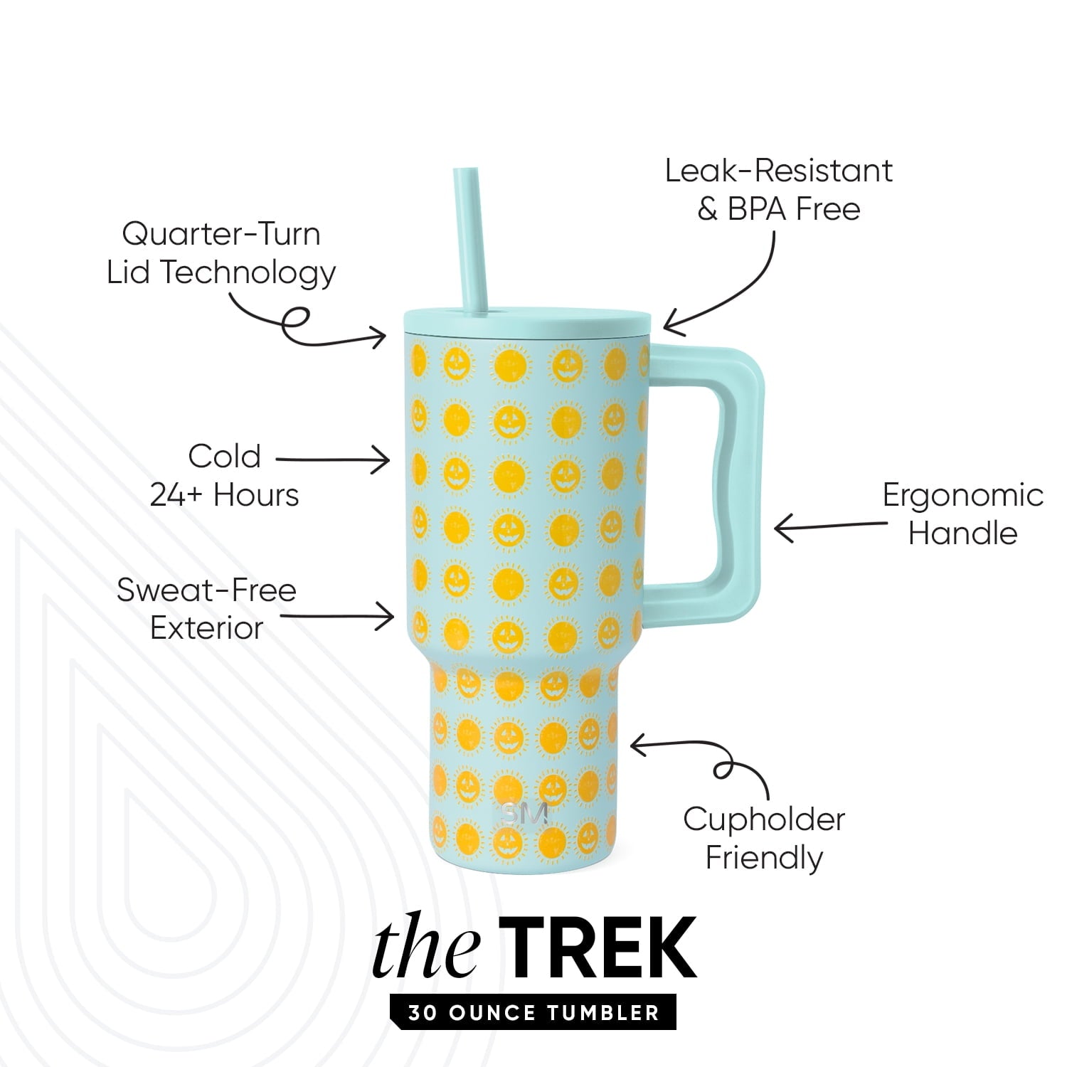 Simple Modern 30 fl oz Insulated Stainless Steel Trek Tumbler with Straw Lid | Seaglass Sage and Cream Checkmate - Pick 125