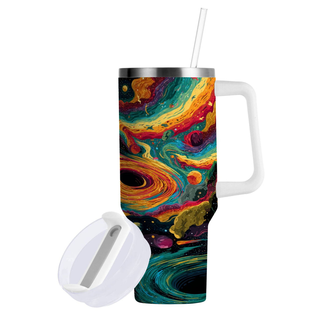 40 oz Insulated Stainless Steel Tumbler Double Wall Stainless Steel Tumbler with 2-Way Drinking Swirling Galaxy - Pick 259