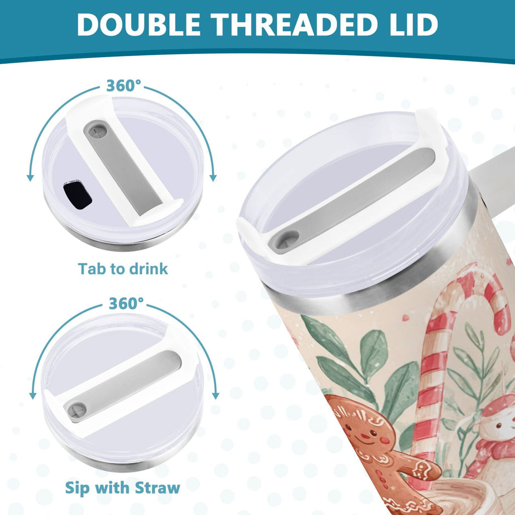 30 oz Insulated Stainless Steel Tumbler Double Wall Stainless Steel Tumbler with 2-Way Drinking Cute Christmas Design - Pick 996