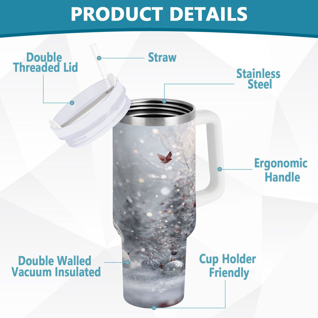 30 oz Insulated Stainless Steel Tumbler Double Wall Stainless Steel Tumbler with 2-Way Drinking Snowy Winter Landscape - Pick 324