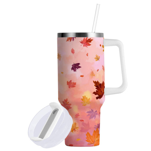 30 oz Insulated Stainless Steel Tumbler Double Wall Stainless Steel Tumbler with 2-Way Drinking Autumn Leaves Falling - Pick 479