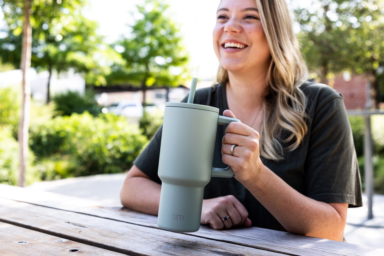 Simple Modern 30 fl oz Insulated Stainless Steel Trek Tumbler with Straw Lid | Seaglass Sage and Cream Checkmate - Pick 125