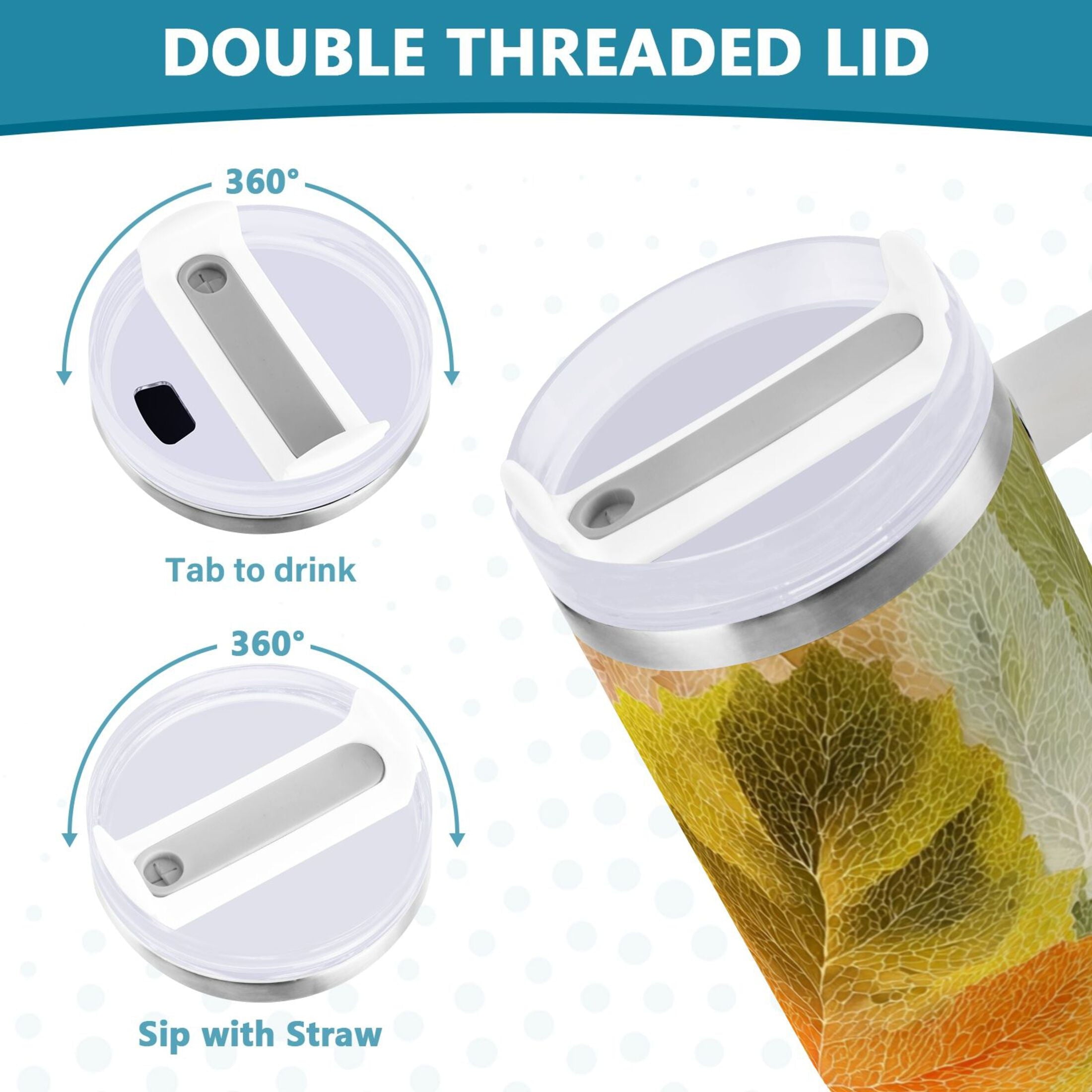 30 oz Insulated Stainless Steel Tumbler Double Wall Stainless Steel Tumbler with 2-Way Drinking Various Shades Autumn Leaves - Pick 277