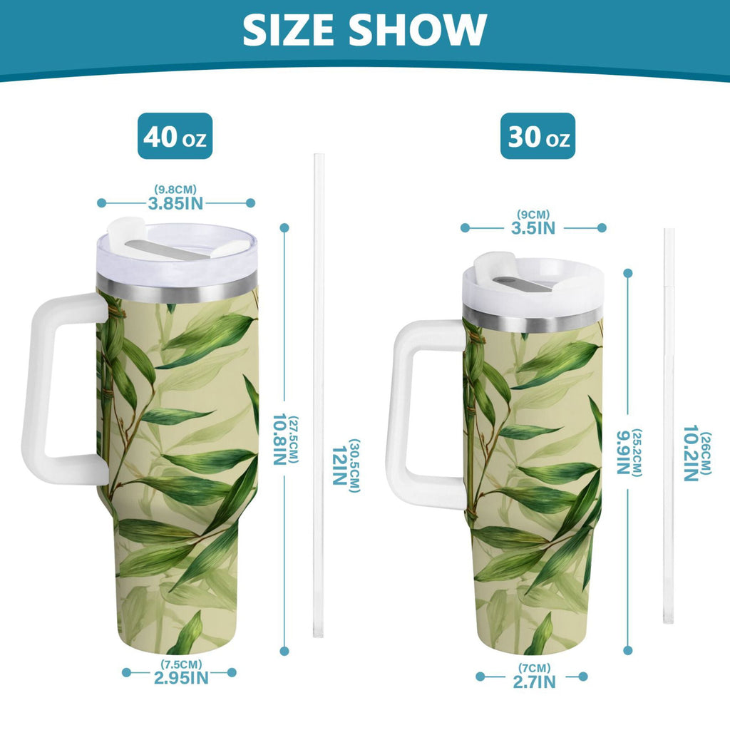 30 oz Insulated Stainless Steel Tumbler Double Wall Stainless Steel Tumbler with 2-Way Drinking Bamboo Pattern - Pick 398
