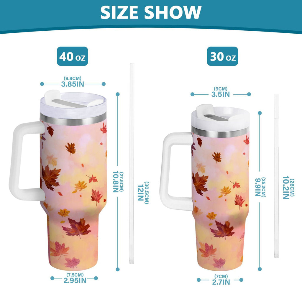 30 oz Insulated Stainless Steel Tumbler Double Wall Stainless Steel Tumbler with 2-Way Drinking Autumn Leaves Falling - Pick 479