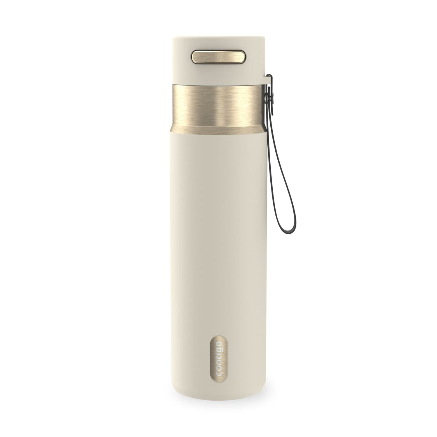 Contigo AutoSeal Leakproof Stainless Steel Reusable Water Bottle Tumbler with Carrying Strap, Cream/Champagne, 24 oz - Pick 698