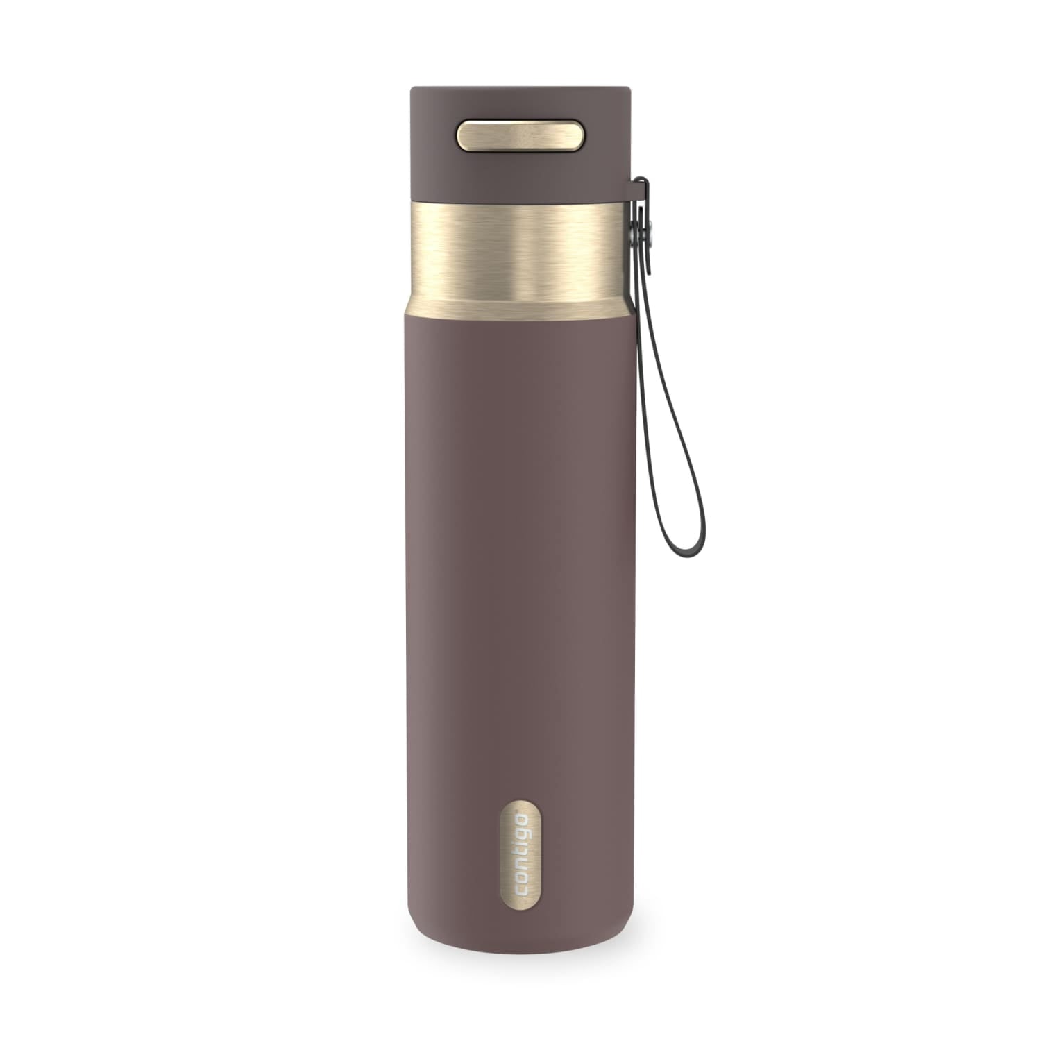 Contigo AutoSeal Leakproof Stainless Steel Reusable Water Bottle Tumbler with Carrying Strap, Cream/Champagne, 24 oz - Pick 698