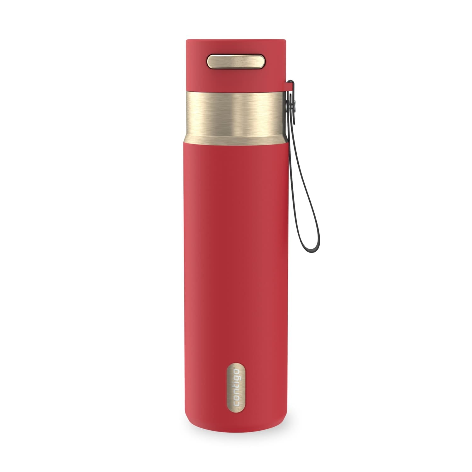 Contigo AutoSeal Leakproof Stainless Steel Reusable Water Bottle Tumbler with Carrying Strap, Cream/Champagne, 24 oz - Pick 698