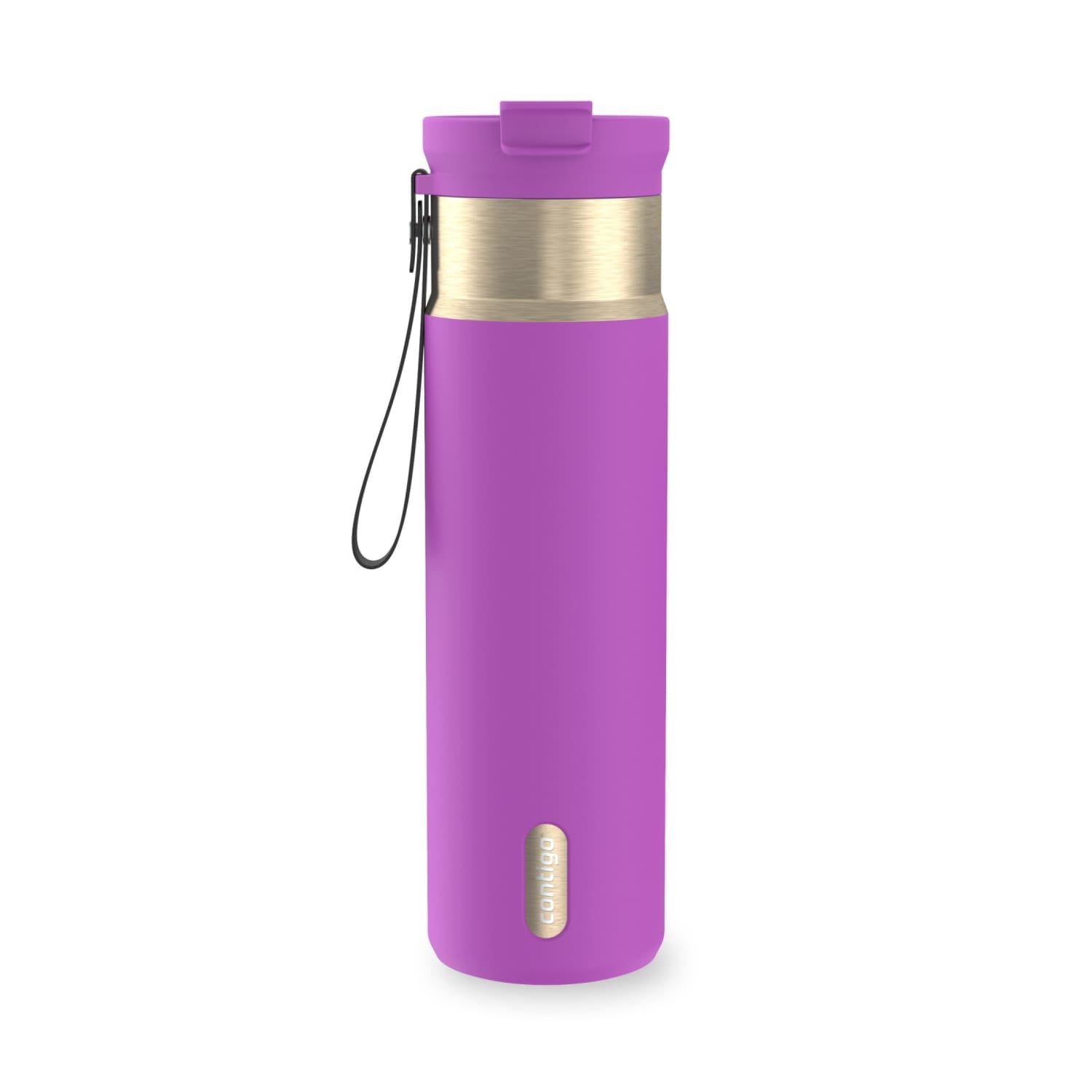 Contigo DualSip Leakproof Stainless Steel Reusable Water Bottle Tumbler with Carrying Strap, Cream/Champagne, 24 oz - Pick 194