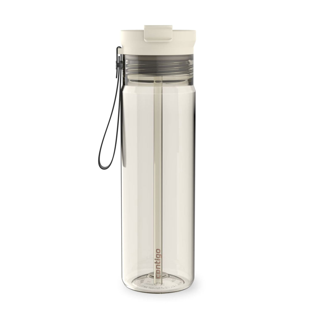 Contigo DualSip Leakproof Plastic Reusable Water Bottle with Carrying Strap, Cream/Clear, 28 oz - Pick 426