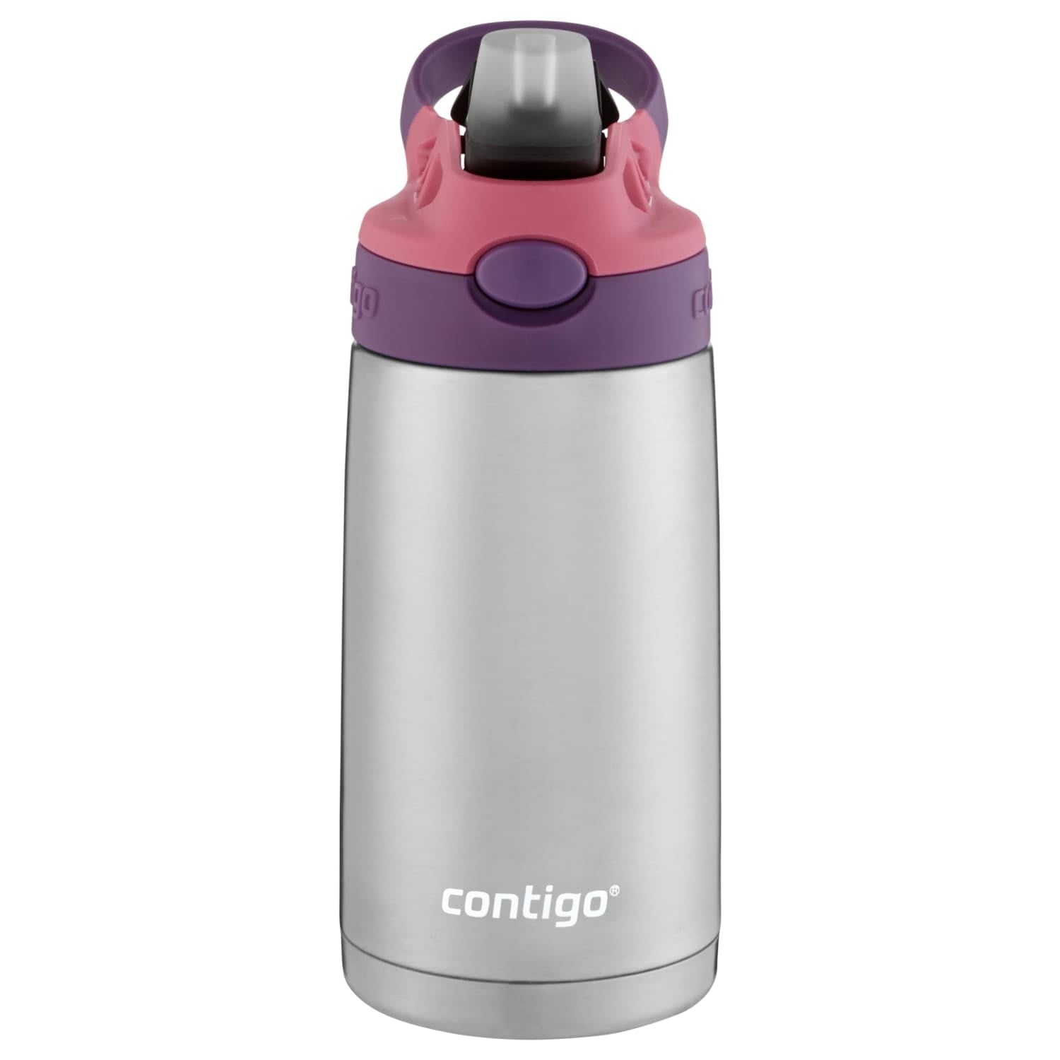 Contigo Kids Stainless Steel Water Bottle with Redesigned AUTOSPOUT Straw Lid Eggplant and Punch, 13 fl oz. - Pick 626
