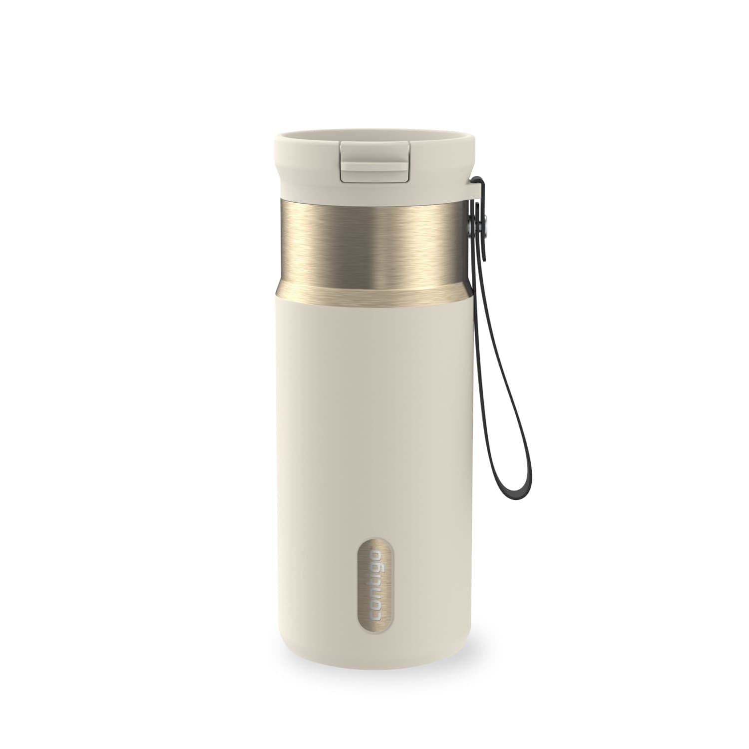 Contigo SnapSeal Leakproof Stainless Steel Reusable Water Bottle with Carrying Strap, Black/Bronze, 16 oz - Pick 813