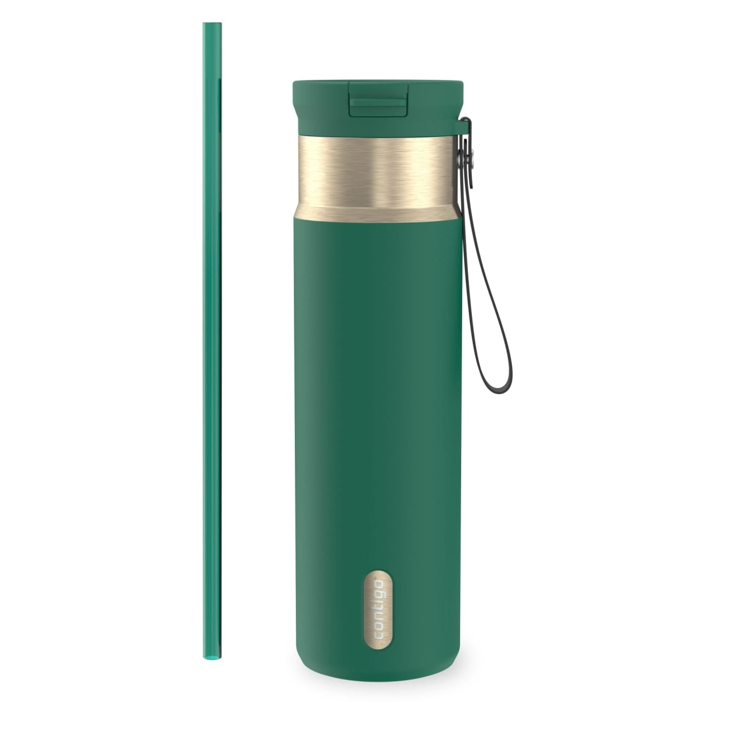 Contigo SnapSeal Leakproof Stainless Steel Reusable Water Bottle with Carrying Strap, Dark Blue/Bronze, 24 oz - Pick 589