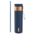 Contigo SnapSeal Leakproof Stainless Steel Reusable Water Bottle with Carrying Strap, Dark Blue/Bronze, 24 oz - Pick 589