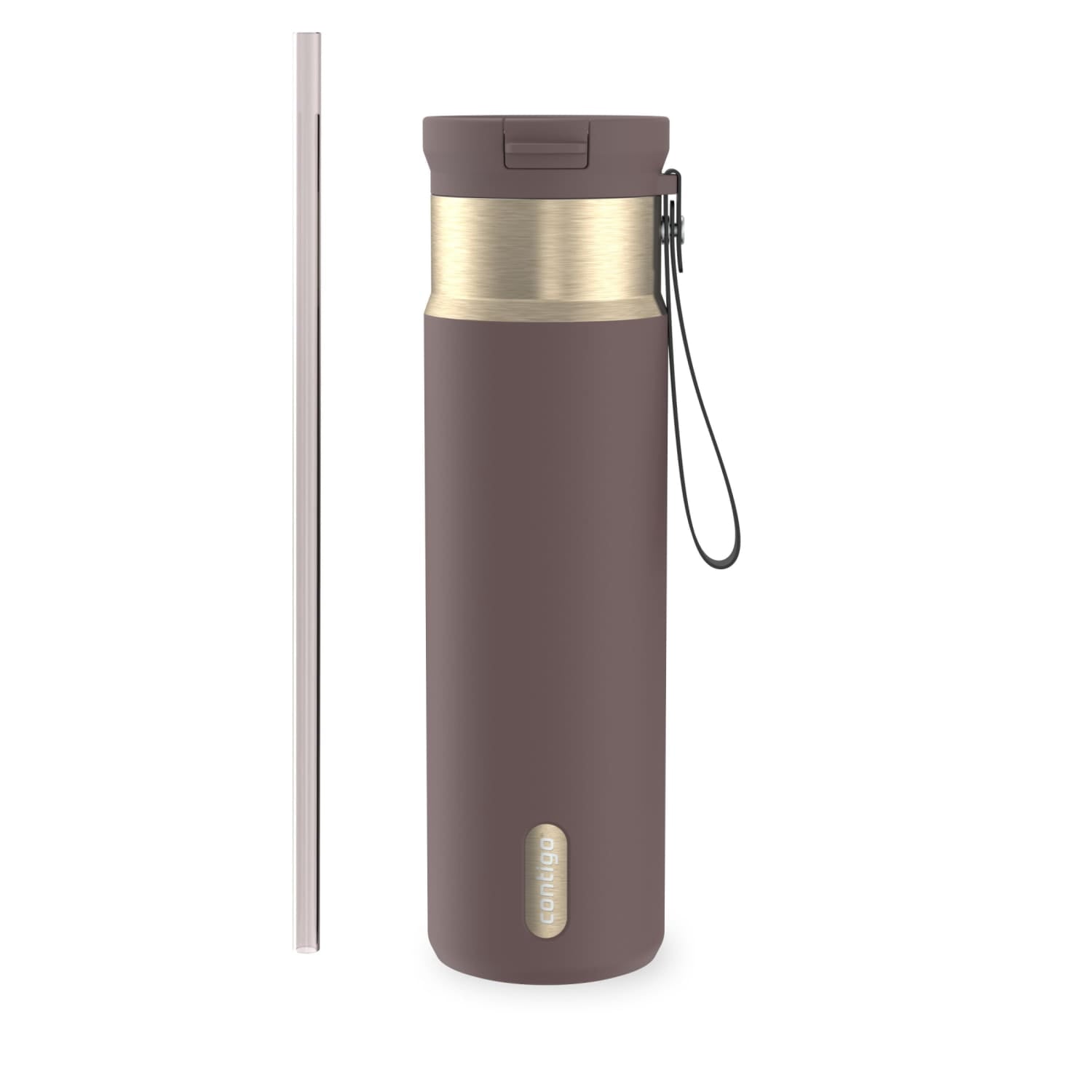 Contigo SnapSeal Leakproof Stainless Steel Reusable Water Bottle with Carrying Strap, Dark Blue/Bronze, 24 oz - Pick 589