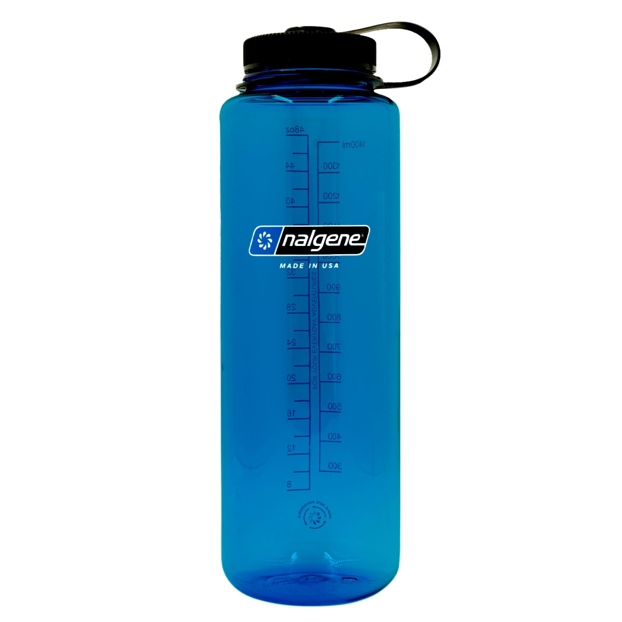 Nalgene Sustain Tritan BPA-Free Water Bottle Made with Material Derived from 50% Plastic Waste (using ISCC certified mass balance), 48 OZ, Wide Mouth, Blue - Pick 208