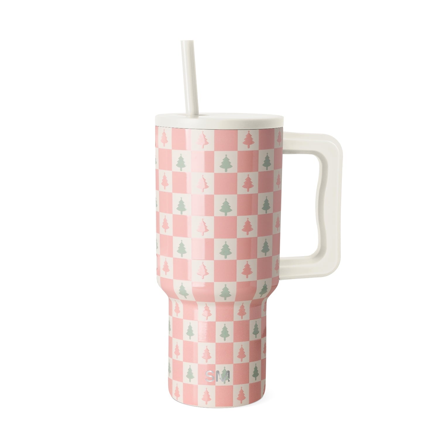 Simple Modern 30 fl oz Insulated Stainless Steel Trek Tumbler with Straw Lid | Seaglass Sage and Cream Checkmate - Pick 125
