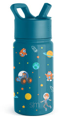 Simple Modern Blippi Kids Water Bottle with Straw Lid | Insulated Stainless Steel Reusable Tumbler for Toddlers, Girls | Summit Collection | 14oz, Blippi Space - Pick 881