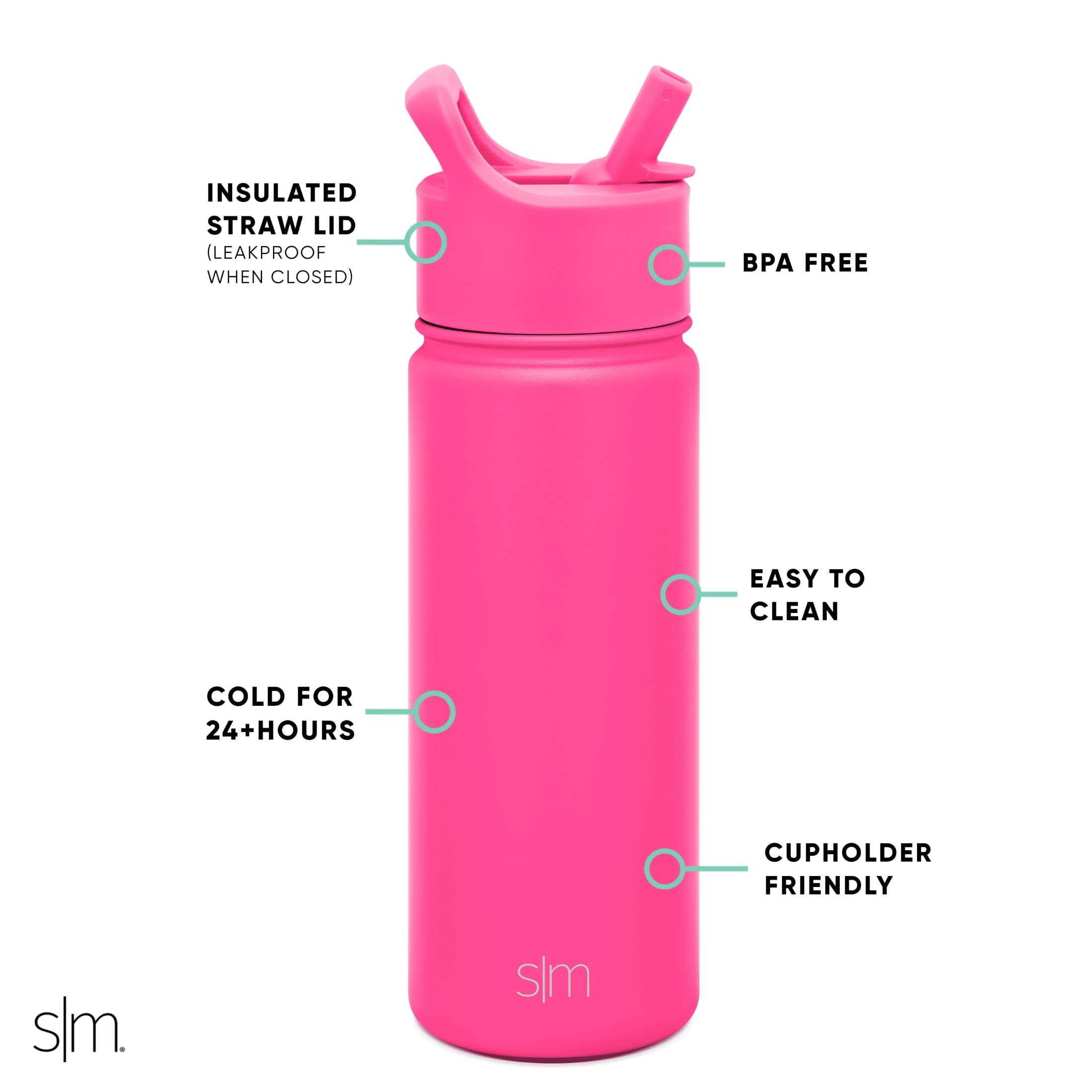 Simple Modern Summit Water Bottle Straw Lid Vacuum Insulated Stainless Steel Bottle | 18 fl oz - Pick 395