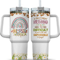 Tumbler 40 Oz With Handle Lid And Straw, Nurse Gifts, Black Camo White Engraved Print Travel Nurses Tumblers Handle Funny Cups Nursing For, Great Nurse Rainbow Daisy Flower - Pick 979