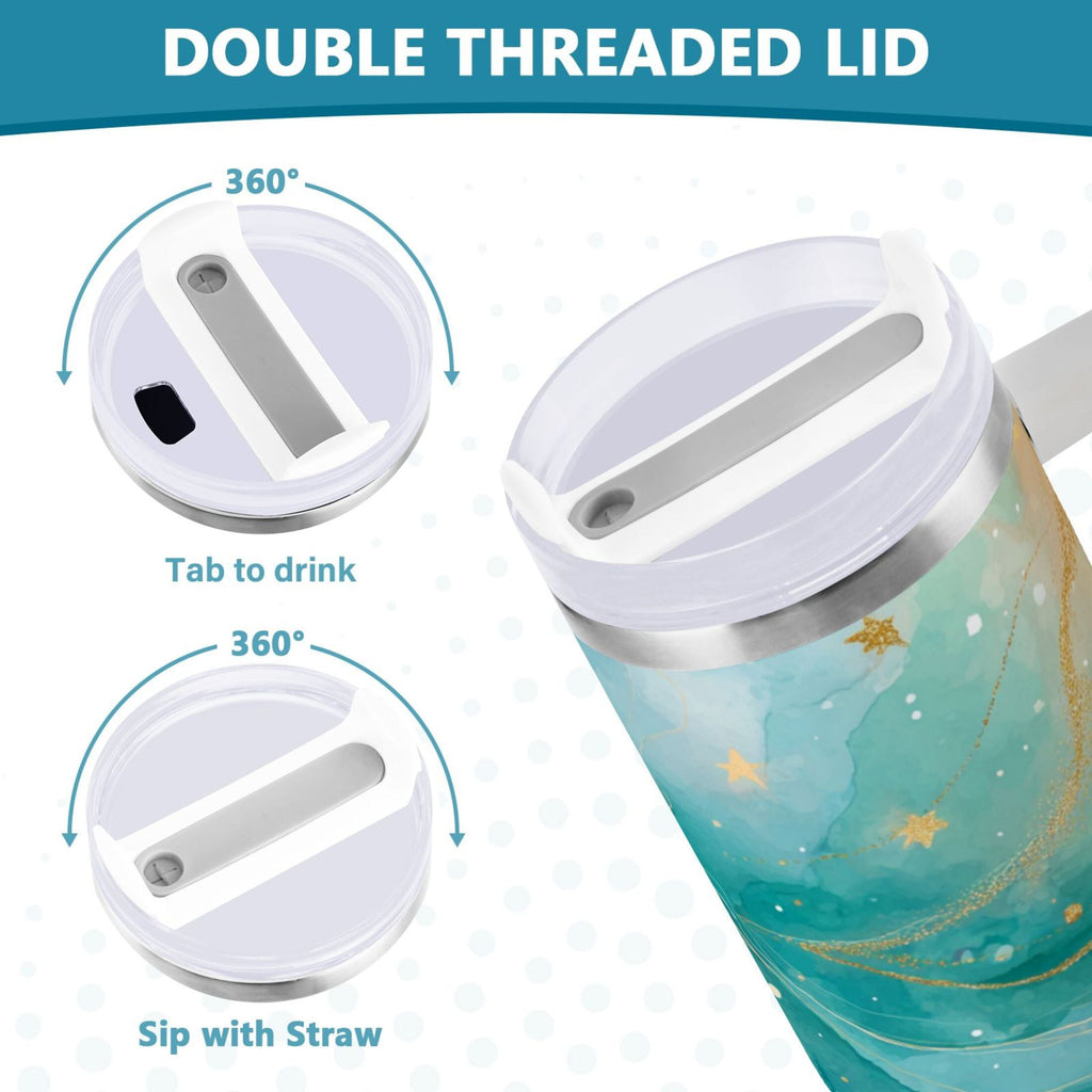 40 oz Insulated Stainless Steel Tumbler Double Wall Stainless Steel Tumbler with 2-Way Drinking Beautiful Watercolor Stars - Pick 751