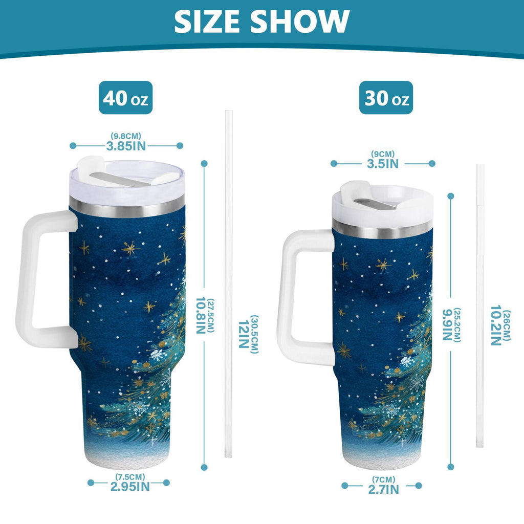 40 oz Insulated Stainless Steel Tumbler Double Wall Stainless Steel Tumbler with 2-Way Drinking Watercolor Christmas Tree - Pick 242