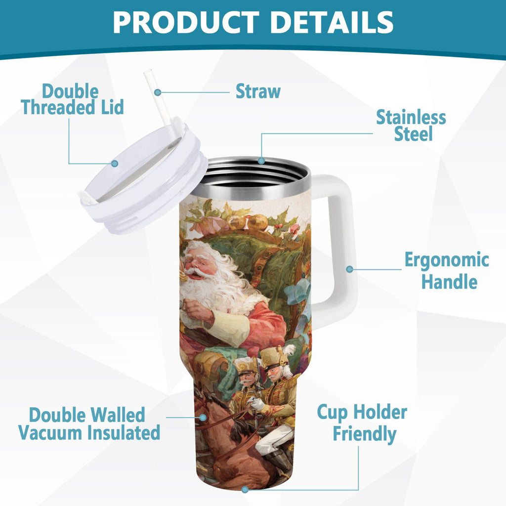 30 oz Insulated Stainless Steel Tumbler Double Wall Stainless Steel Tumbler with 2-Way Drinking Santa Claus Sitting in Chair - Pick 509