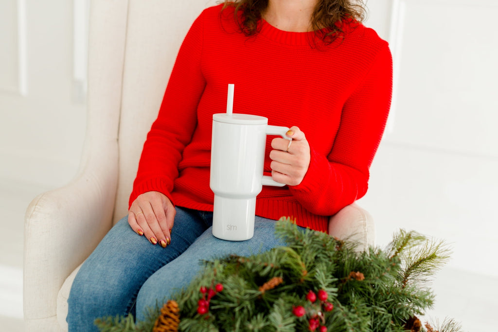 Simple Modern 30 fl oz Insulated Stainless Steel Trek Tumbler with Straw Lid | Seaglass Sage and Cream Checkmate - Pick 125