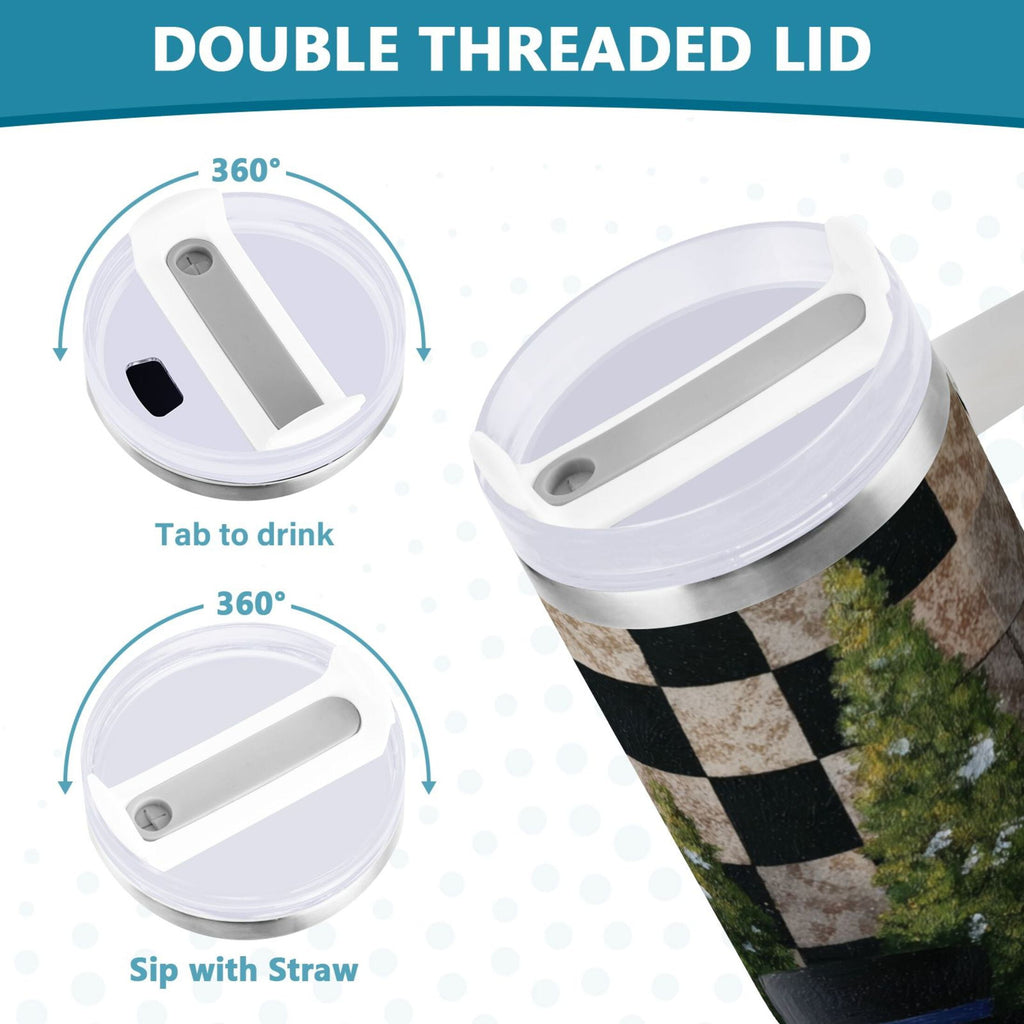 30 oz Insulated Stainless Steel Tumbler Double Wall Stainless Steel Tumbler with 2-Way Drinking Two Snowmen Pattern - Pick 336
