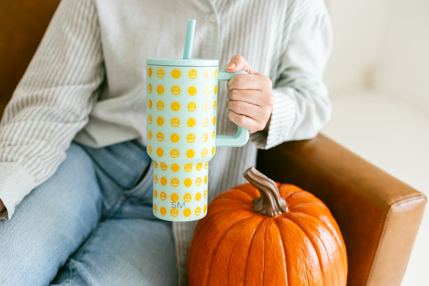 Simple Modern 30 fl oz Insulated Stainless Steel Trek Tumbler with Straw Lid | Seaglass Sage and Cream Checkmate - Pick 125