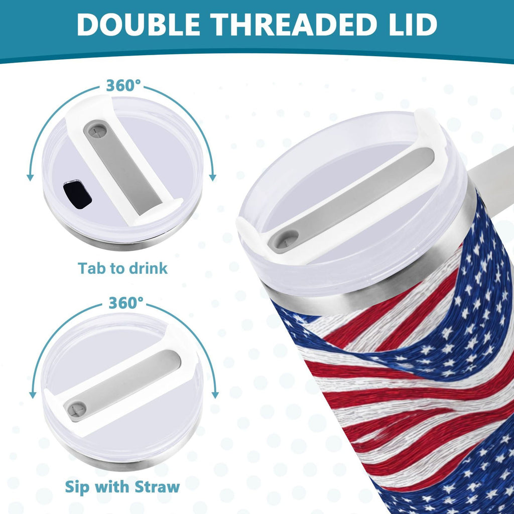 30 oz Insulated Stainless Steel Tumbler Double Wall Stainless Steel Tumbler with 2-Way Drinking Flags Wave Pattern - Pick 192