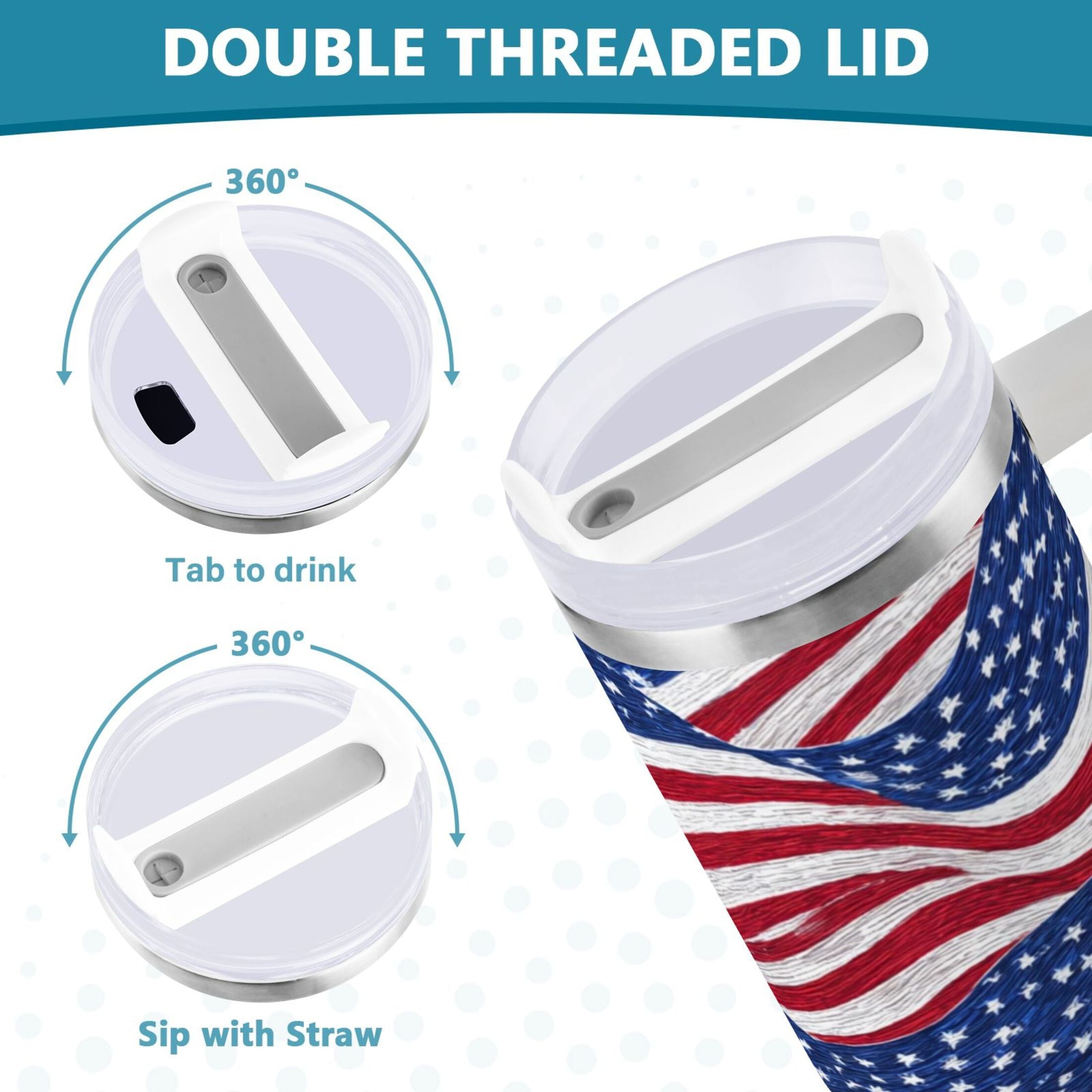 30 oz Insulated Stainless Steel Tumbler Double Wall Stainless Steel Tumbler with 2-Way Drinking Flags Wave Pattern - Pick 192
