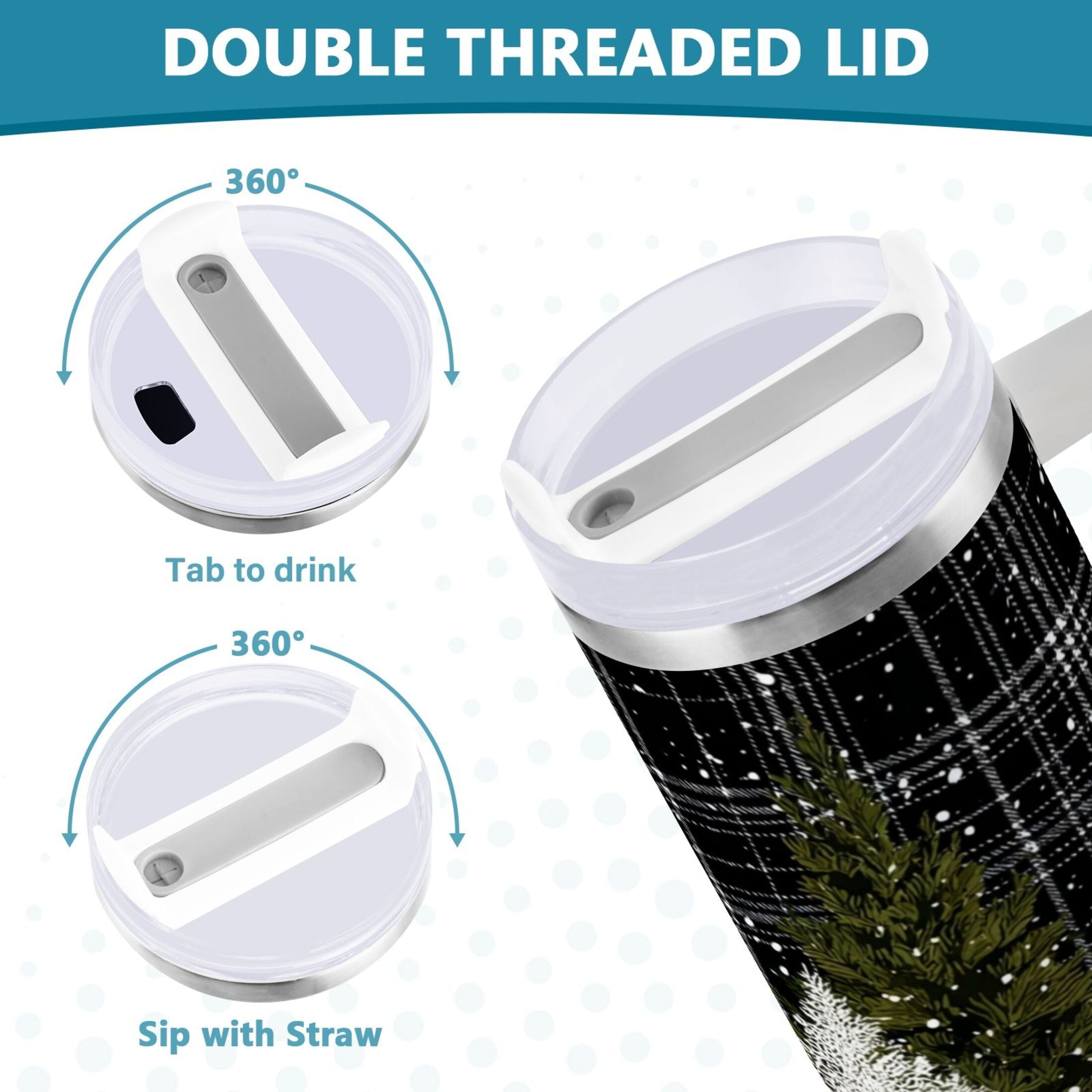40 oz Insulated Stainless Steel Tumbler Double Wall Stainless Steel Tumbler with 2-Way Drinking Red Truck with Christmas Tree - Pick 636