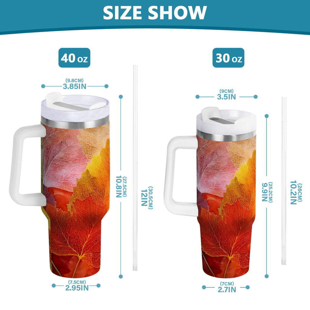 30 oz Insulated Stainless Steel Tumbler Double Wall Stainless Steel Tumbler with 2-Way Drinking Various Shades Autumn Leaves - Pick 277