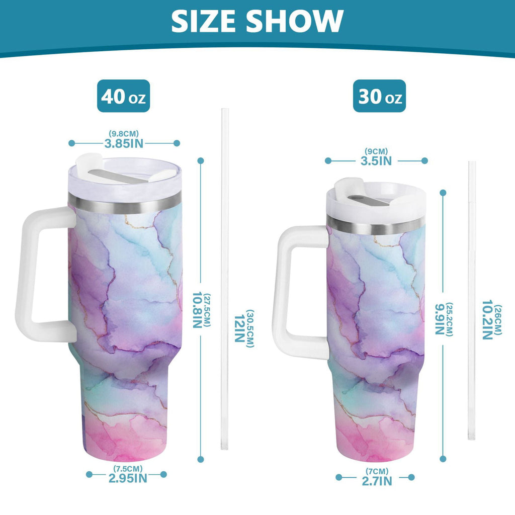30 oz Insulated Stainless Steel Tumbler Double Wall Stainless Steel Tumbler with 2-Way Drinking Pastel Pink Marble Texture - Pick 761