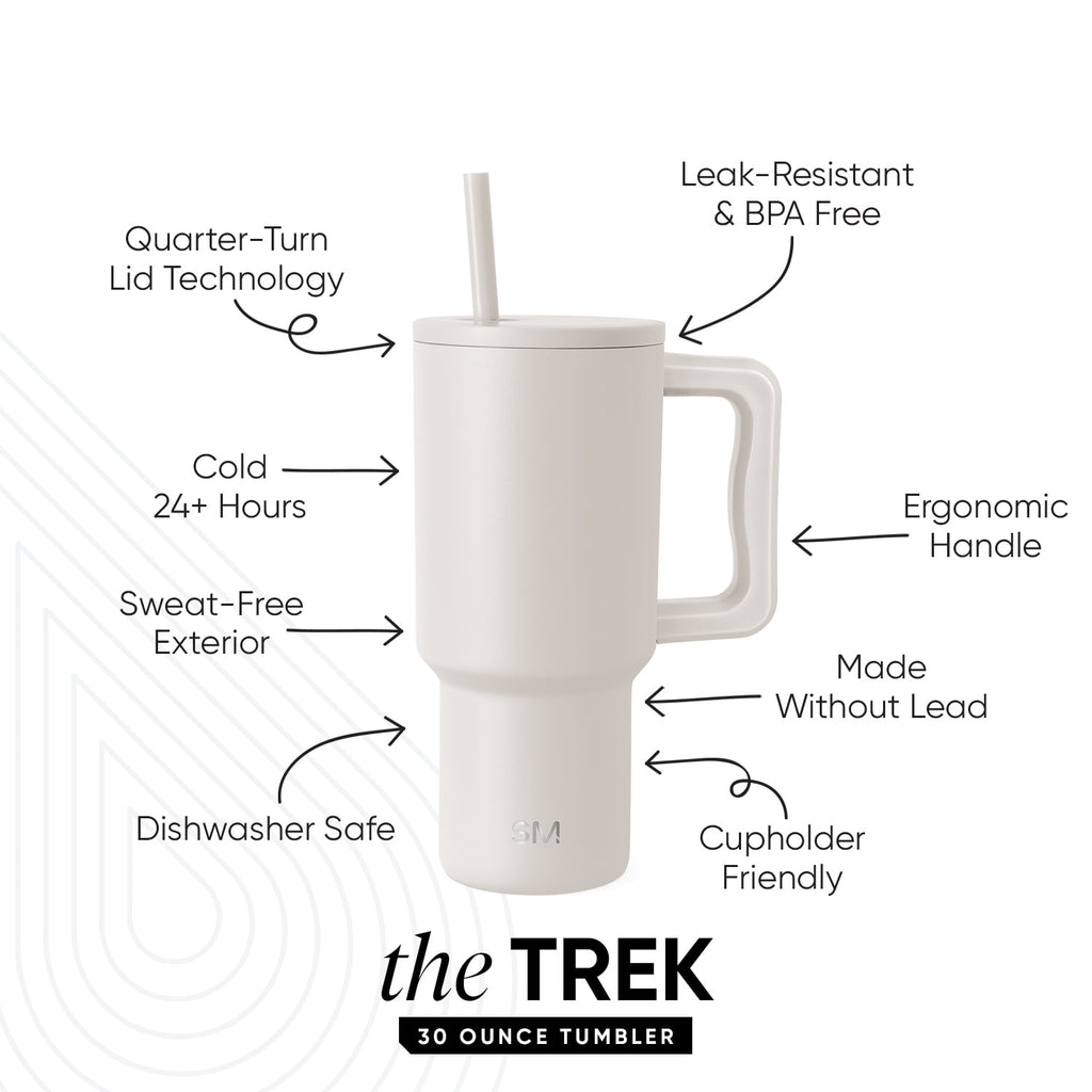 Simple Modern 30 fl oz Insulated Stainless Steel Trek Tumbler with Straw Lid | Seaglass Sage and Cream Checkmate - Pick 125