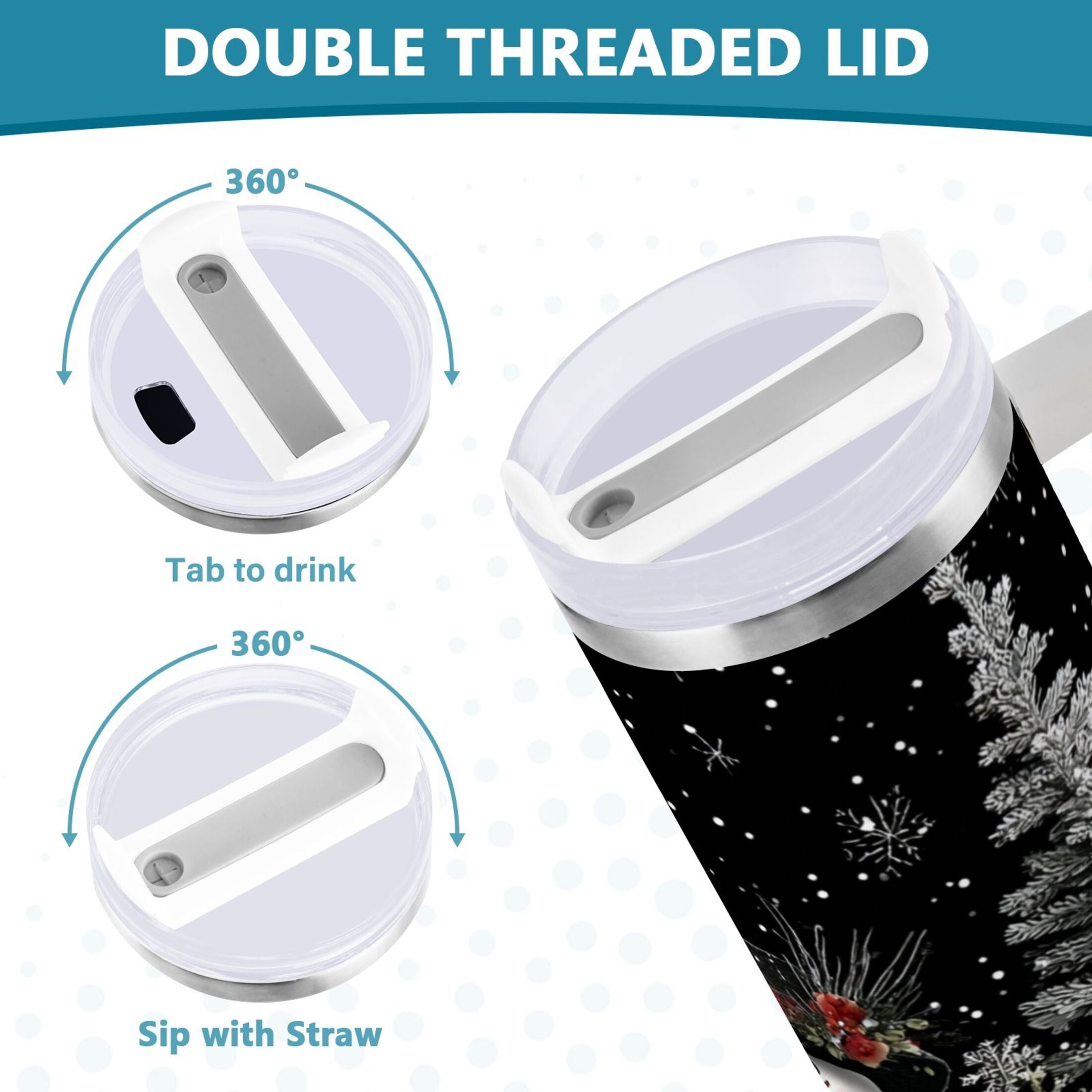 30 oz Insulated Stainless Steel Tumbler Double Wall Stainless Steel Tumbler with 2-Way Drinking Christmas Snowman - Pick 337
