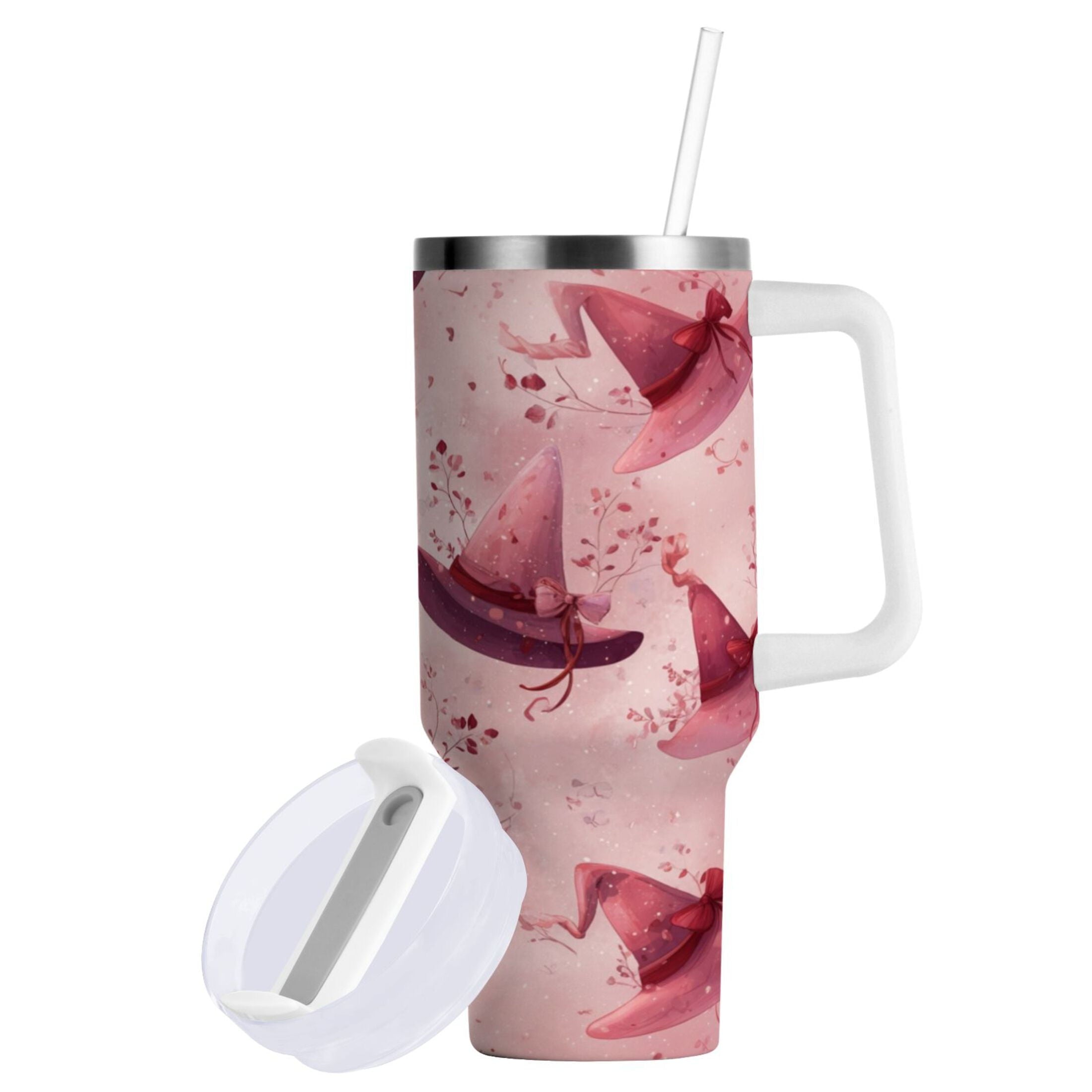 30 oz Insulated Stainless Steel Tumbler Double Wall Stainless Steel Tumbler with 2-Way Drinking Hats with Delicate Bows - Pick 670