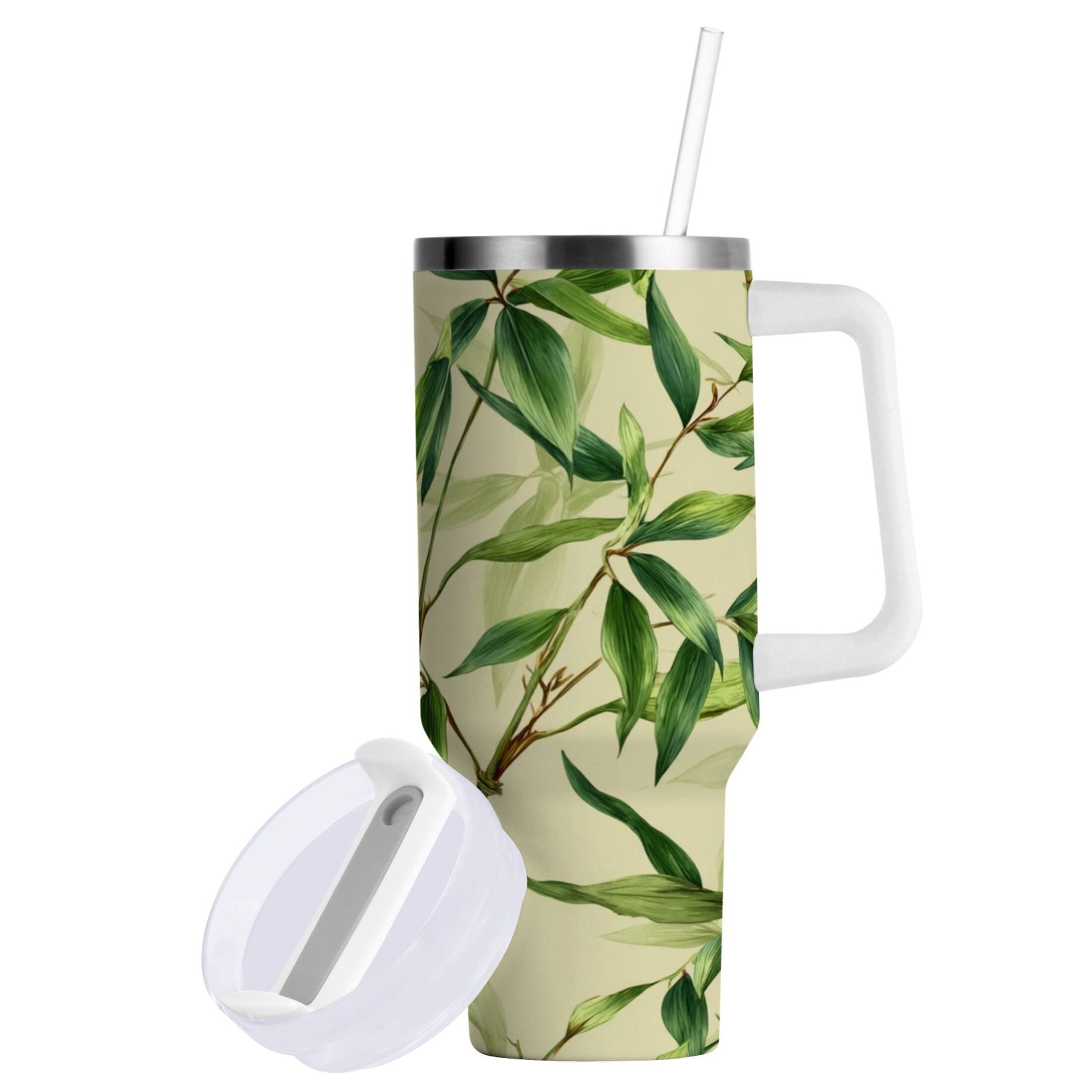 30 oz Insulated Stainless Steel Tumbler Double Wall Stainless Steel Tumbler with 2-Way Drinking Bamboo Pattern - Pick 398