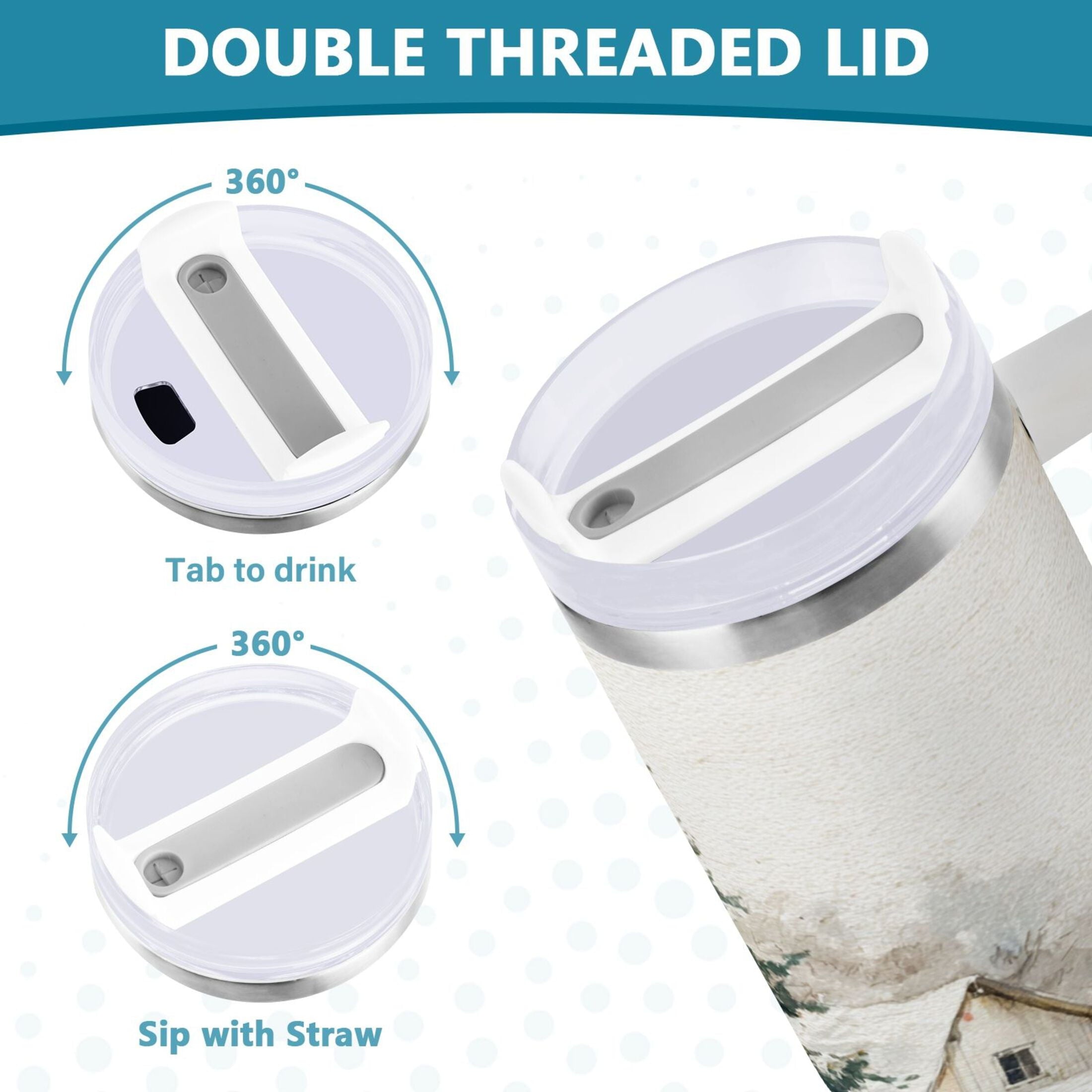 30 oz Insulated Stainless Steel Tumbler Double Wall Stainless Steel Tumbler with 2-Way Drinking Truck with Christmas Decorations - Pick 921